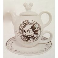 Disney Parks Mickey Mouse Original Pattern Ceramic Teapot Tea for 1 Set White