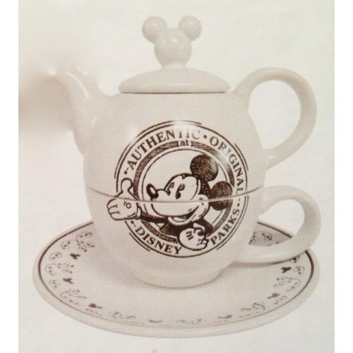 디즈니 Disney Parks Mickey Mouse Original Pattern Ceramic Teapot Tea for 1 Set White