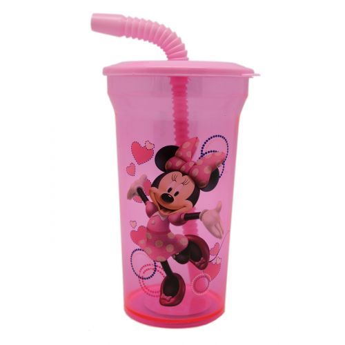 디즈니 Pink Minnie Mouse Cup with Straw and Lid - Disney Tumbler with Lid