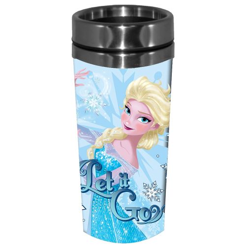 디즈니 Silver Buffalo DP5687ST Disney Frozens Elsa LeaningLet it Go Stainless Steel Travel Mug, 16-Ounces