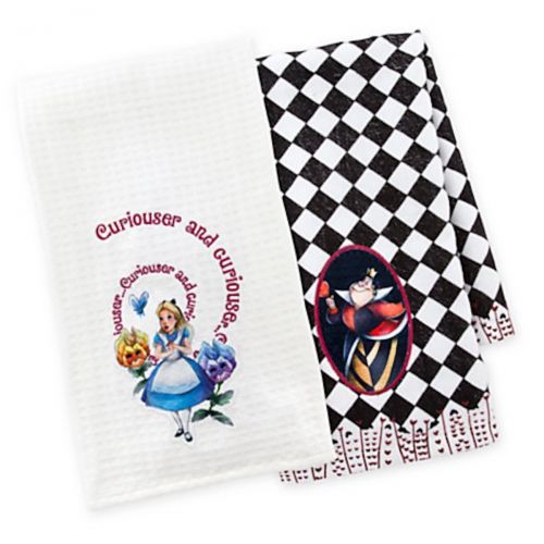 디즈니 Disney Parks Alice in Wonderland Queen of Hearts Kitchen Dish Towel Set of 2