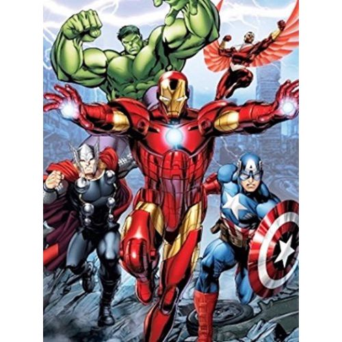 디즈니 Disney Avengers Initiative Iron Man, Thor, Hulk Captain American Plush Throw Blanket 60 x 80 inches