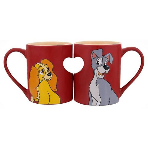 디즈니 Disney Parks Lady and the Tramp Romantic Heart Ceramic Mug Set of 2 Love