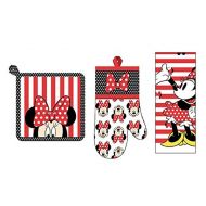 Disney 3 Piece Kitchen Set Minnie Mouse Dots Bows Stripes Towel