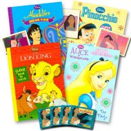 Disney Classic Coloring Book Super Set -- 4 Disney Coloring Books with Stickers (Pinocchio, Aladdin, Lion King, Alice in Wonderland)