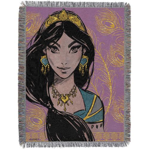 디즈니 Disneys Aladdin, Royal Jasmine Metallic Woven Tapestry Throw Blanket, 48 x 60, Multi Color