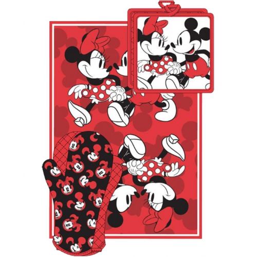 디즈니 Disney Mickey Minnie Stroll Red Kitchen Towel Set [3-Piece Set]