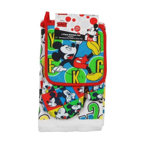 디즈니 Disney Mickey Mouse M28 3 Piece Kitchen Towel Blue/Red