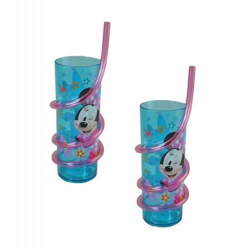디즈니 Disney Minnie Mouse Bow-tique 13.5oz SAN Twist Straw Tumbler, 2-Pack