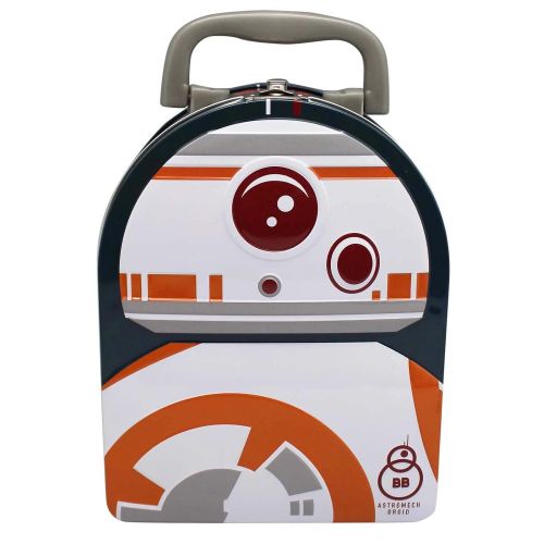 디즈니 Disney Star Wars: The Force Awakens Embossed BB-8 Cover Tin Lunch Box Grey, Orange, White