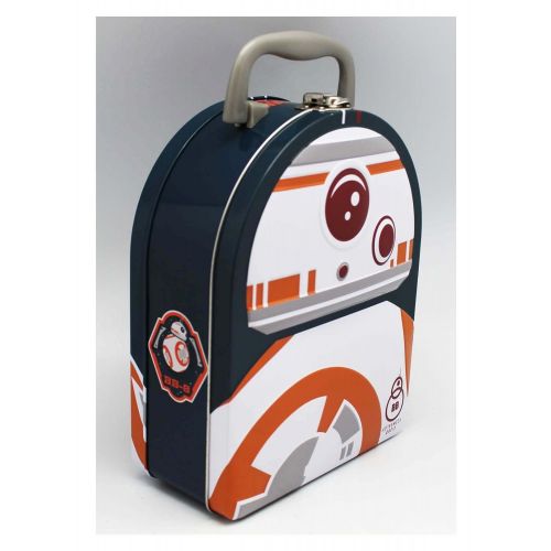 디즈니 Disney Star Wars: The Force Awakens Embossed BB-8 Cover Tin Lunch Box Grey, Orange, White