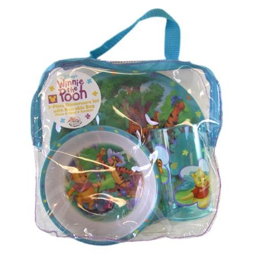 디즈니 Disney Winnie The Pooh Dinnerware Set x 3 pcs (W / Clear Hand Bag)