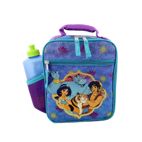 디즈니 Disney Aladdin Princess Jasmine Girls Boys Soft Insulated School Lunch Box (One Size, Purple/Blue)