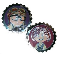 Authentic Disney Pixar New 2014 Up Young Carl and Ellie Bottle Caps - 2 Pin Set