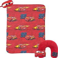 Disney Cars Lightning McQueen 3-Piece Travel Gift Set with 40 x 50 Throw, Neck Pillow & Eye Mask