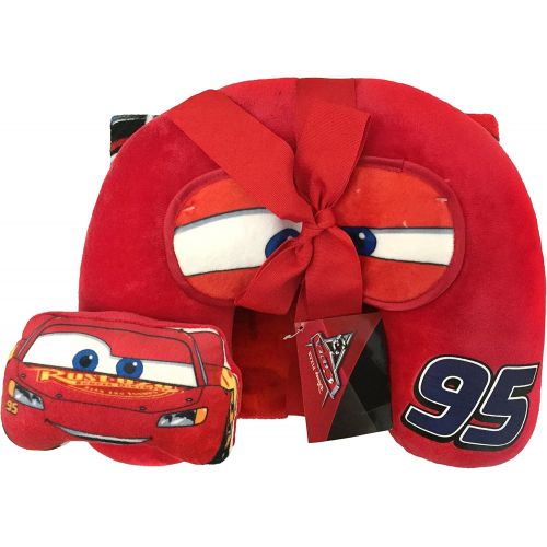 디즈니 Disney Cars Lightning McQueen 3-Piece Travel Gift Set with 40 x 50 Throw, Neck Pillow & Eye Mask