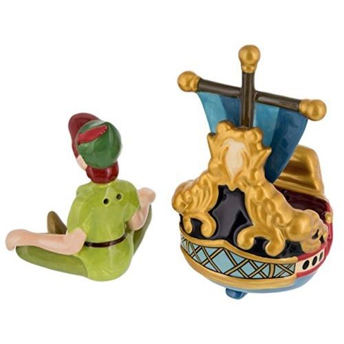 디즈니 Disney Parks Peter Pan Pirate Ship Figurine Salt and Pepper Shaker Set NEW