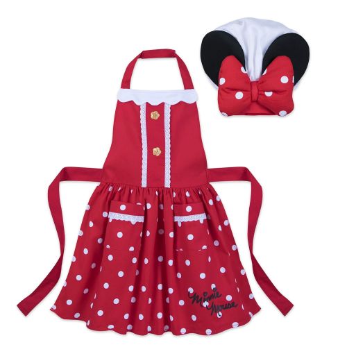 디즈니 Disney Minnie Mouse Signature Apron and Chefs Hat Set for Kids - Red