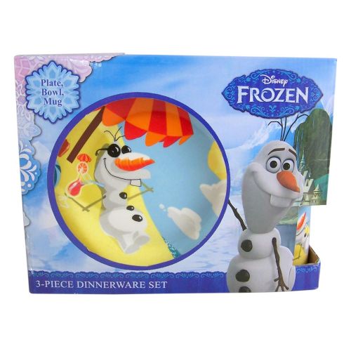 디즈니 Disney Frozen Olaf Chillin In The Sunshine Ceramic 3-piece Dinnerware Set - Plate, Bowl and Mug