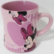 Disney Parks Exclusive Minnie Mouse Glass Beaded Ceramic Pink Quotes Coffee Mug