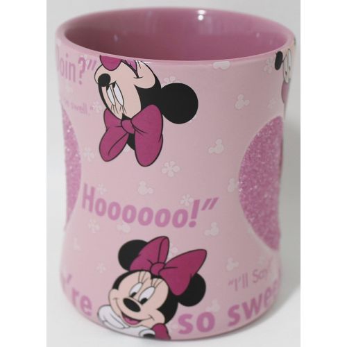 디즈니 Disney Parks Exclusive Minnie Mouse Glass Beaded Ceramic Pink Quotes Coffee Mug