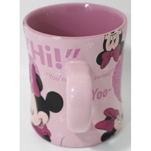 디즈니 Disney Parks Exclusive Minnie Mouse Glass Beaded Ceramic Pink Quotes Coffee Mug