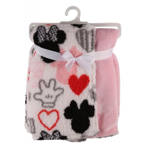 디즈니 Disney Minnie Mouse Flannel and Sherpa Double Sided Infant Blanket, Icon