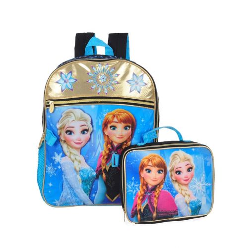 디즈니 Disney Frozen Black/gold Backpack With Lunch Kit Backpack