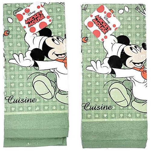 디즈니 Disney Dish Towels 2 Piece Set Kitchen Cloths (Mickey Mouse Green)