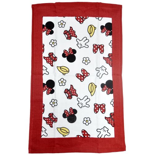 디즈니 Disney Oven Mitt Pot Holder & Dish Towel 3 pc Kitchen Set (Minnie Mouse Red)