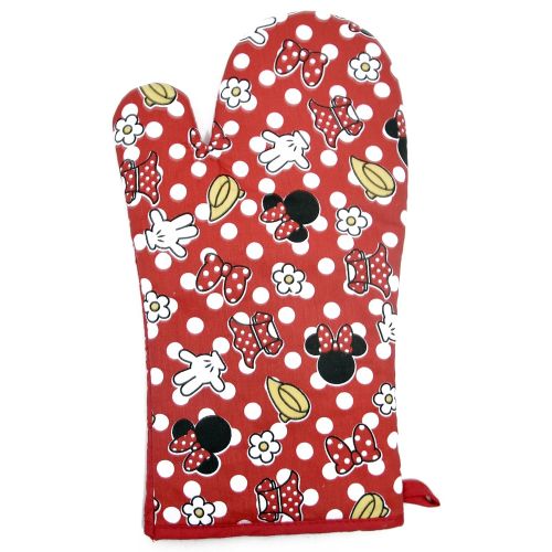 디즈니 Disney Oven Mitt Pot Holder & Dish Towel 3 pc Kitchen Set (Minnie Mouse Red)