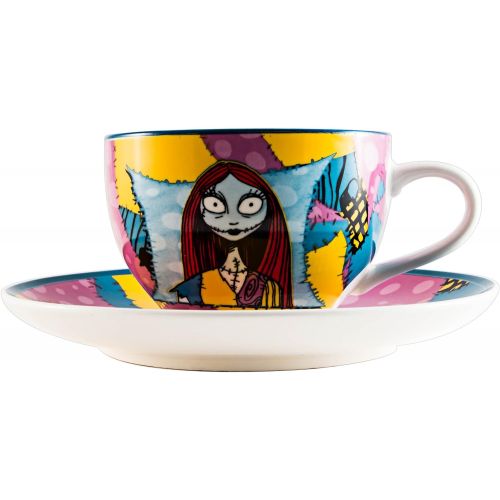 디즈니 Silver Buffalo NBTC1 Disney Nightmare Before Christmas Jack and Sally Set Ceramic Tea Cup, Multicolor