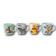 Disney - Checkered Mug set of 4; Pooh, Eeyore, Tigger and Kanga Roo 8 oz
