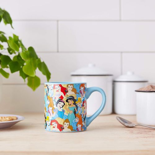 디즈니 Silver Buffalo DQ8032 Disney Princess Collage Ceramic Mug, 14-Ounces