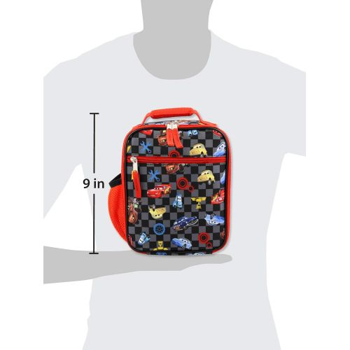 디즈니 Disney Cars Lighting McQueen Boys Soft Insulated School Lunch Box (One Size, Black/Red)