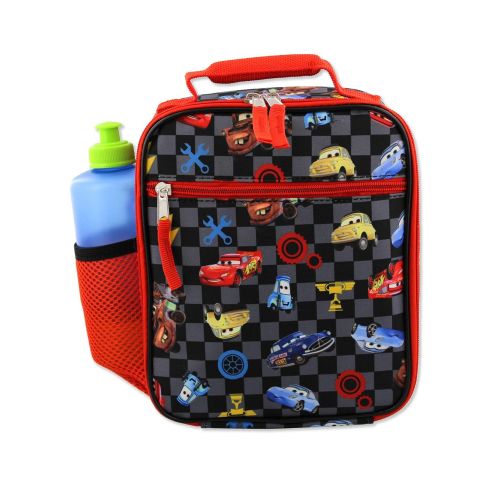 디즈니 Disney Cars Lighting McQueen Boys Soft Insulated School Lunch Box (One Size, Black/Red)