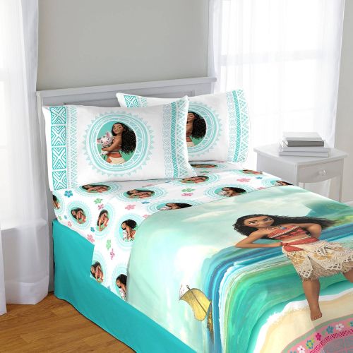 디즈니 Disney Moana Girls Full Comforter & Sheet Set (5 Piece Bed in A Bag) + Homemade Wax Melts