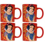 Disney Snow White Standing Ceramic Mug 14 oz Red Coffee Cup (Set of 4)