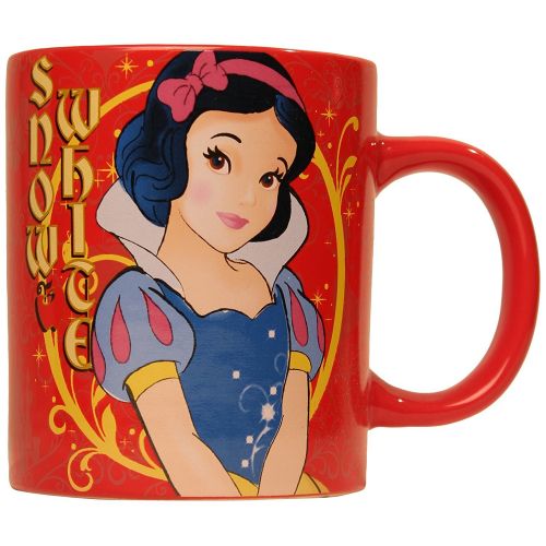 디즈니 Disney Snow White Standing Ceramic Mug 14 oz Red Coffee Cup (Set of 4)