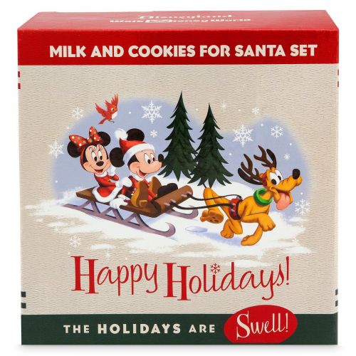 디즈니 Disney Parks Holiday Home Cookies for Santa Plate and Glass Set