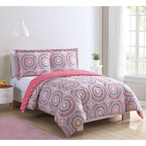 디즈니 Disney Juvy Rai Medallion Coral/Navy/Yellow Comforter Set Twin