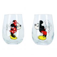 Disney Kissing Mickey and Minnie Mouse Couples Stemless Glasses, Set of 2