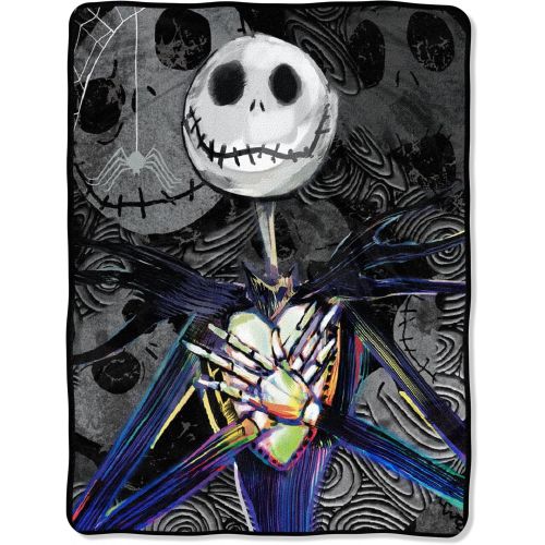 디즈니 Disneys The Nightmare Before Christmas, Dark Creep Micro Raschel Throw Blanket, 46 x 60, Multi Color