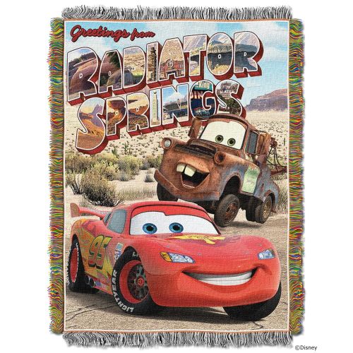 디즈니 Disney Pixar Disney-Pixars Cars, Greetings from Radiator Springs Woven Tapestry Throw Blanket, 48 x 60, Multi Color