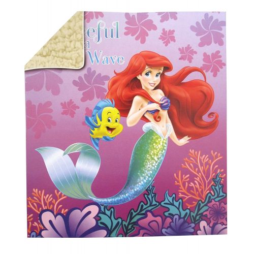 디즈니 Disneys Ariel Super Twin Microvelvet Sherpa Blanket 59x78