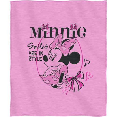디즈니 Disneys Minnie Mouse, Smiles in Style Sweatshirt Throw Blanket, 50 x 60, Multi Color