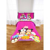 Disney Tsum Tsum Pink Girls Reversible Twin/Full Comforter and Twin Sheet Set