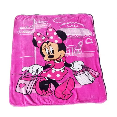디즈니 Disney Minnie Mouse Paris Club House Plush Sherpa Baby Size Blanket, Measures 40 by 50 inches - Parisian Pink