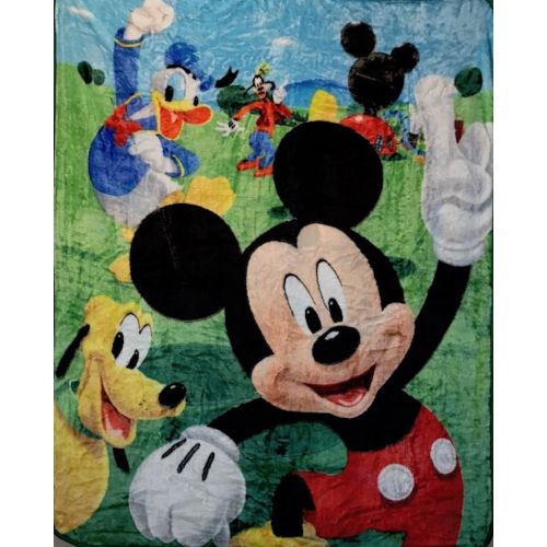 디즈니 Disney Mickey Mouse, Donald Duck, Goofy, and Pluto Club House Super Soft Plush Oversized Twin Size Blanket