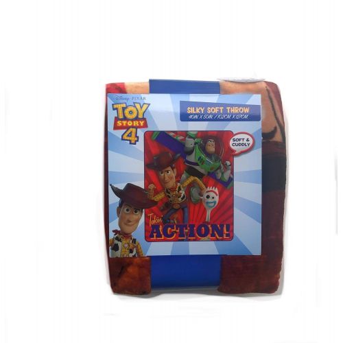 디즈니 Disney Pixar Toy Story 4 Takin’ Action! Silky Soft Throw for Kids-40”X 50”